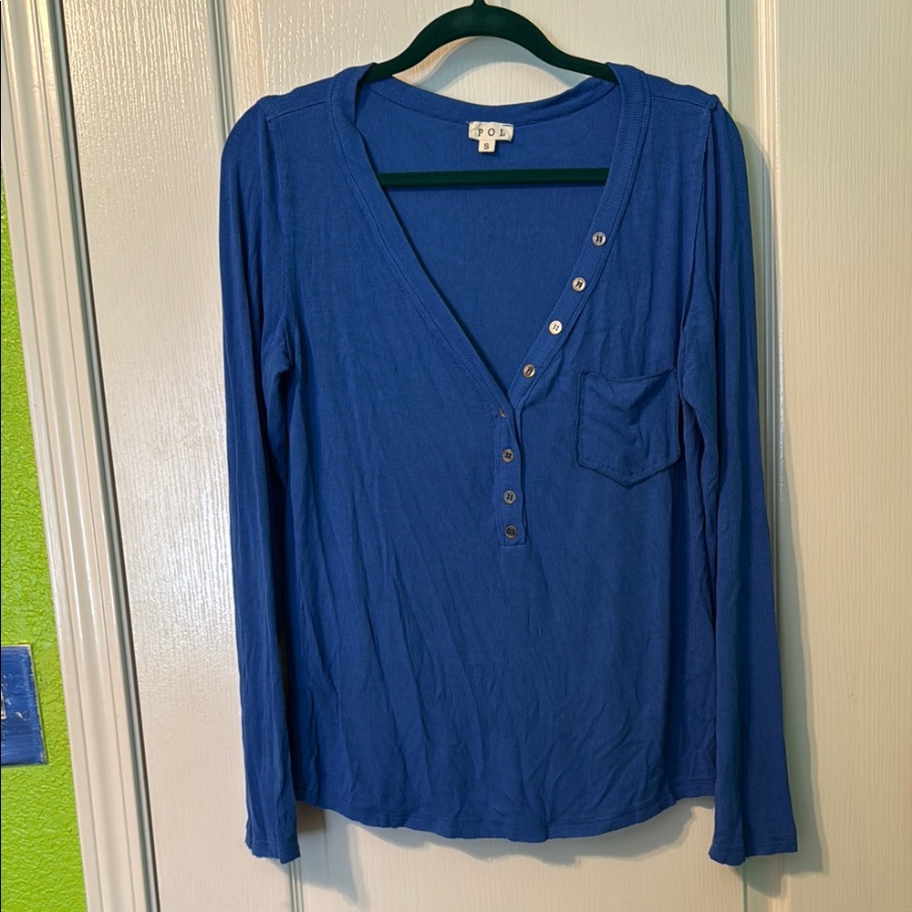 POL Blue Long Sleeve Top